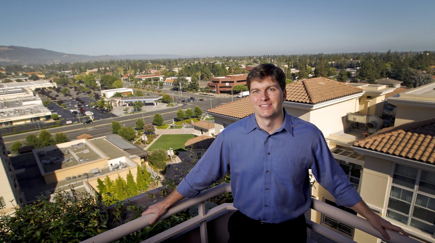 Michael Burry on a balcony